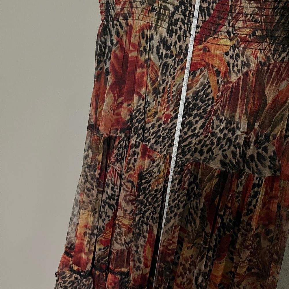 Sheer flowy leopard print floral dress that converts to a long skirt size XL - Picture 3 of 11